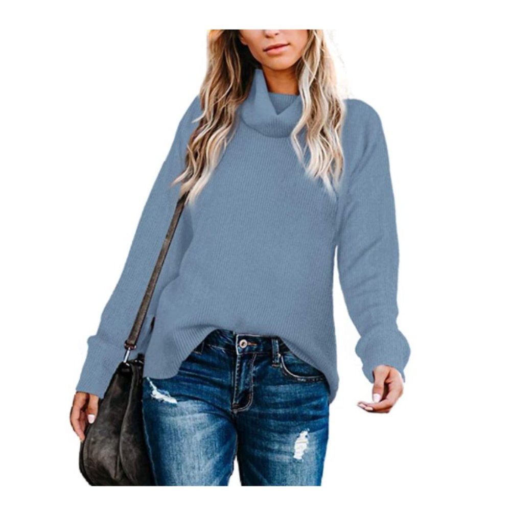 Turtleneck Oversized Pullover Loose Sweater - Picture 2 of 5